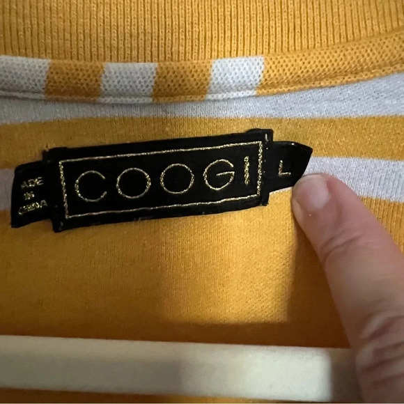 Coogi Australia Yellow White Striped Drop Waist Polo Dress Size Large - Picture 10 of 12